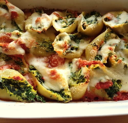 Baked conchiglioni pasta shells with spinach and ricotta – The Pasta Project