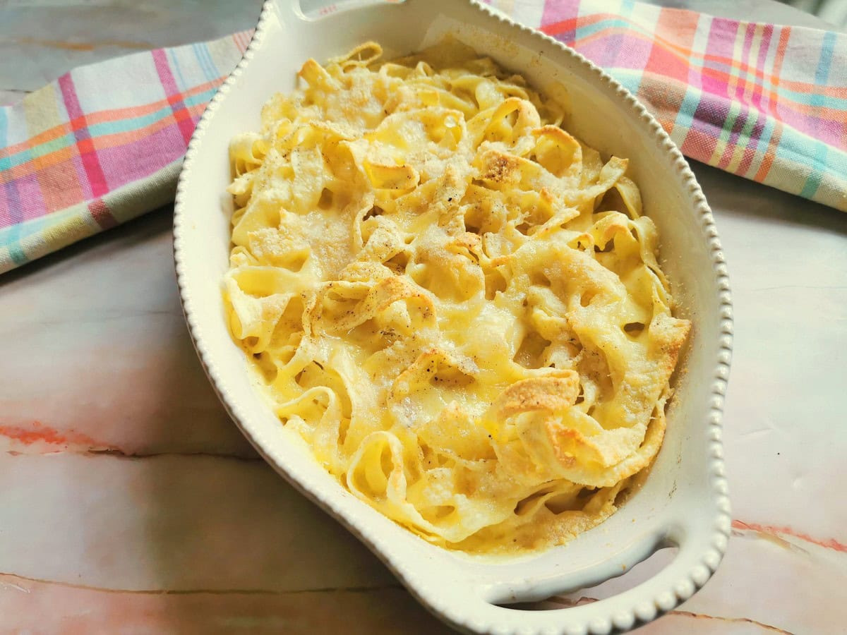 Easy oven baked tagliatelle pasta.