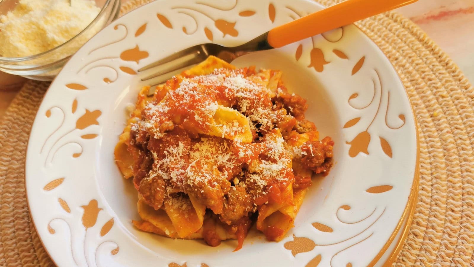 Homemade garganelli pasta with sausage ragu recipe.