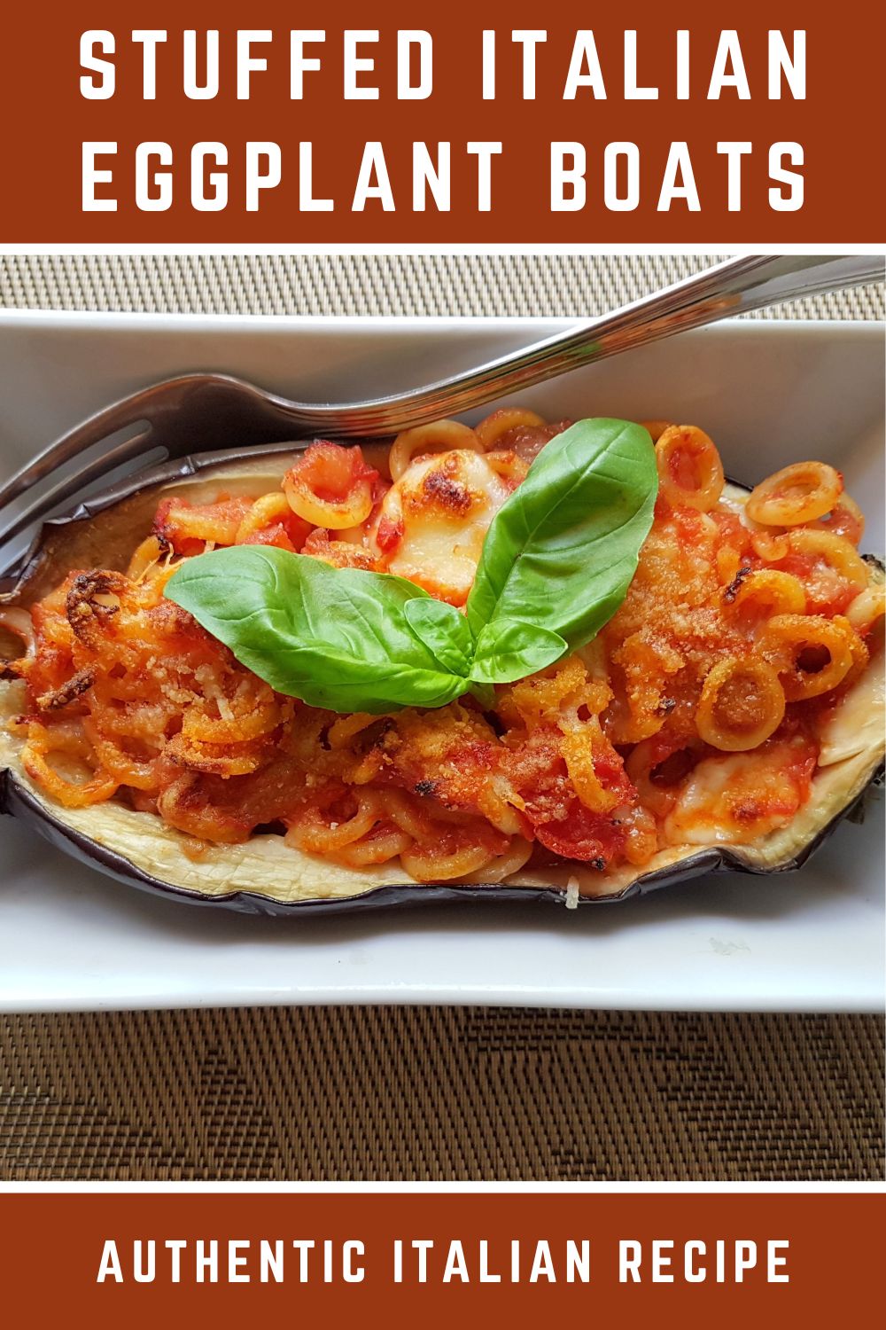 Stuffed Italian eggplant boats.