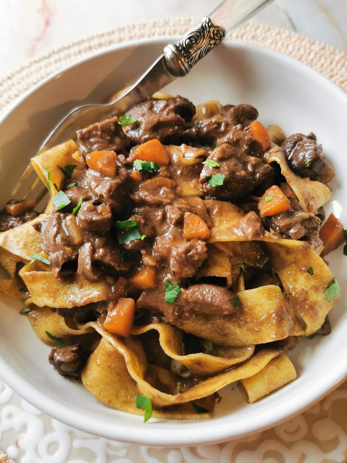 Pappardelle with braised hare ragu.