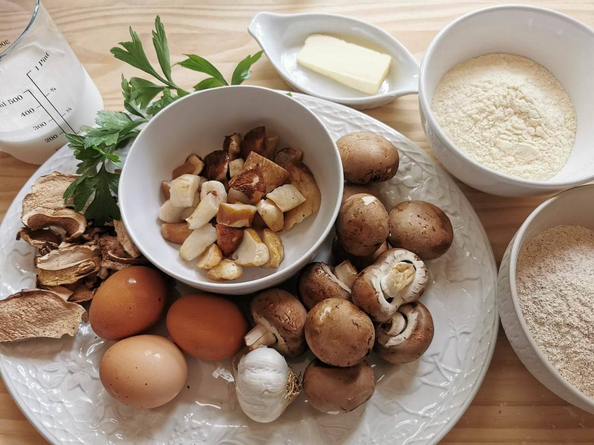 Ingredient for chestnut maltagliati with mushrooms.